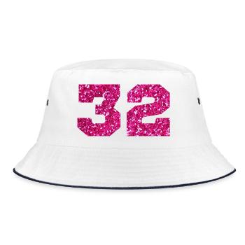 Number 32 Pink Glitter - 32nd Anniversary - Bucket Hat - white/navy - Front