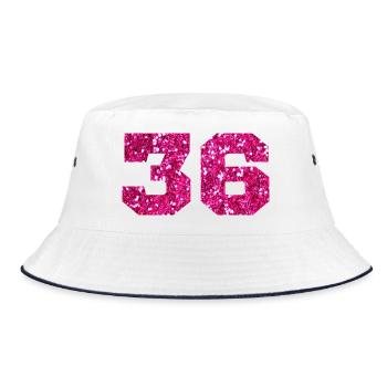 Nummer 36 Pink Glitter - 36. Geburtstag - Bucket Hat - Weiß/Navy - Vorne