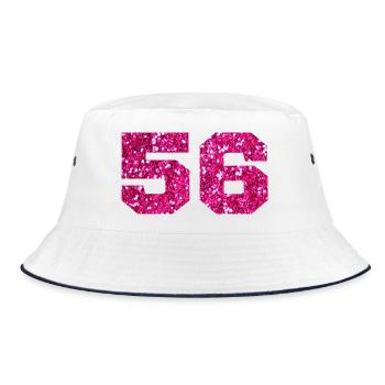 Numéro 56 paillettes rose - 56e anniversaire - Bob - blanc/marine - Devant