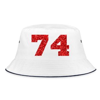 74 Red Glitter - 74 Birthday - Bucket Hat - white/navy - Front