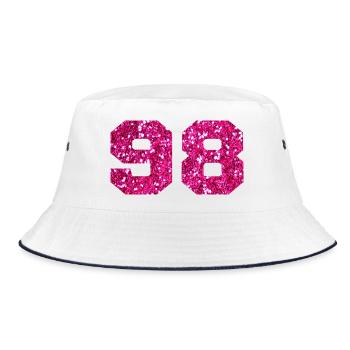 Nummer 98 Pink Glitter - 98. Geburtstag - Bucket Hat - Weiß/Navy - Vorne