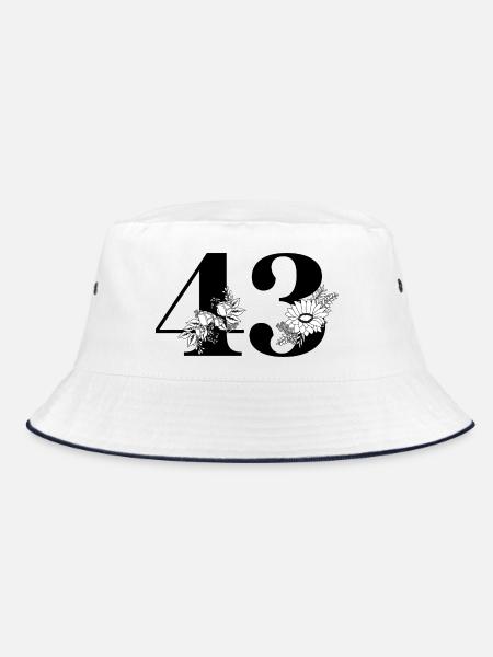 Numéro 43 floral noir - 43e anniversaire floral - Bob - blanc/marine - Devant