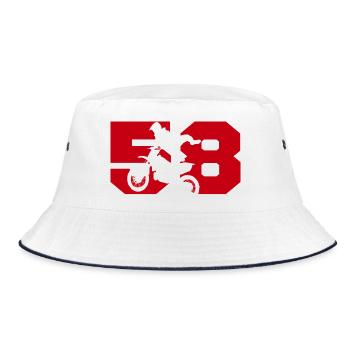 Moto 58 biker - Bucket Hat - white/navy - Front