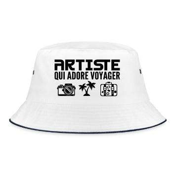 Reisende & Künstler: Leidenschaft & Entdeckung - Bucket Hat - Weiß/Navy - Vorne