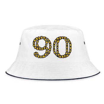 90. 90 JAHRE. 90-JÄHRIGES JUBILÄUM. 90-JÄHRIGES JUBILÄUM. - Bucket Hat - Weiß/Navy - Vorne