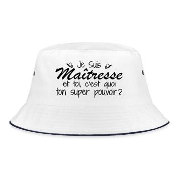 Ich bin Herrin. Was ist deine Superkraft? - Bucket Hat - Weiß/Navy - Vorne