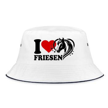 I love Pferd Friesen - Bucket Hat - Weiß/Navy - Vorne