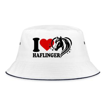 I love Pferd Haflinger - Bucket Hat - Weiß/Navy - Vorne