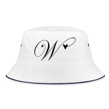 Monogram W Heart Vine - Bucket Hat - white/navy - Front