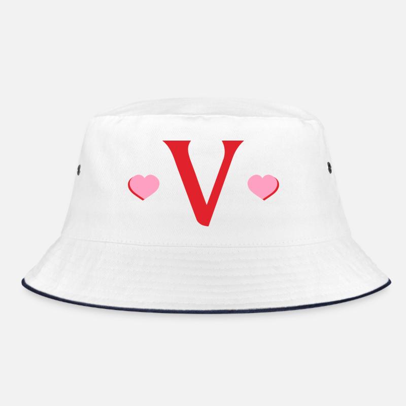 Buchstabe v rote Herzen Bucket Hat