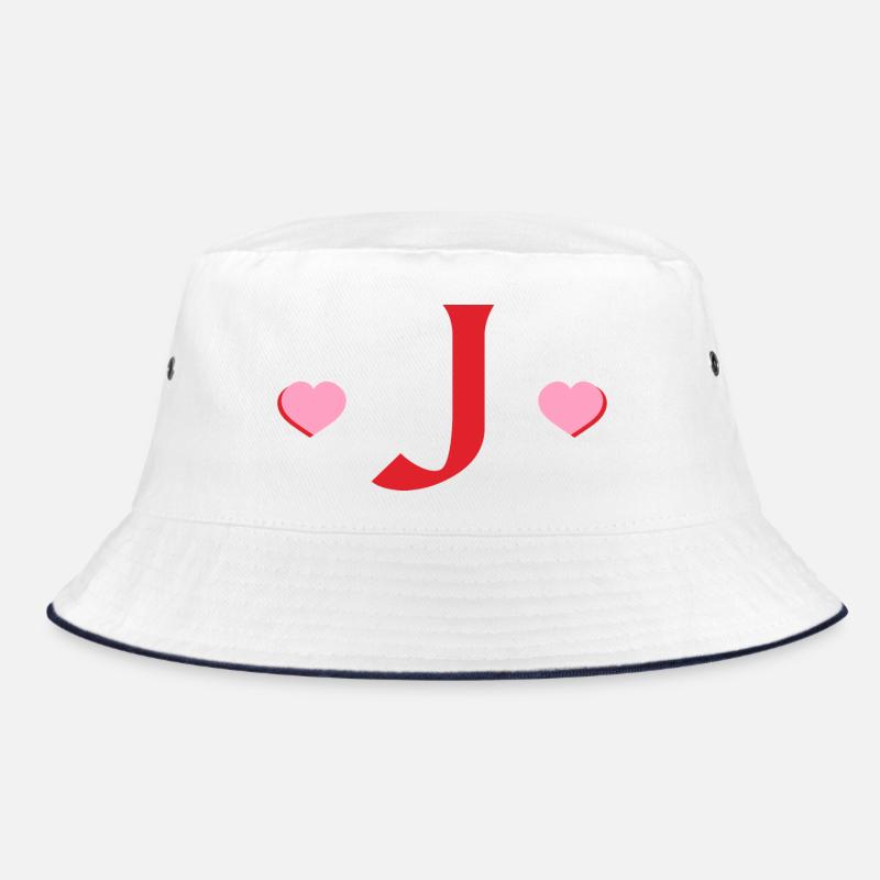 Letter j Red Hearts Bucket Hat