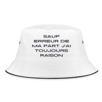 Wenn ich mich nicht irre, habe ich immer noch Recht (1c) - Bucket Hat - Weiß/Navy - Vorne