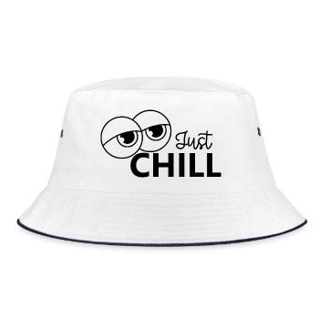 Just Chill / Just Relaxed - Bucket Hat - Weiß/Navy - Vorne
