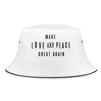 make love and peace great again - Bucket Hat - Weiß/Navy - Vorne