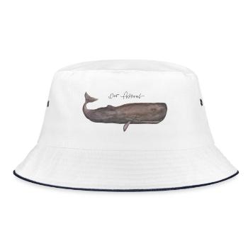 Der Pottwal Aquarell - Bucket Hat - Weiß/Navy - Vorne
