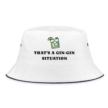 That's a Gin-Gin Situation Lustiges Cocktail - Bucket Hat - Weiß/Navy - Vorne