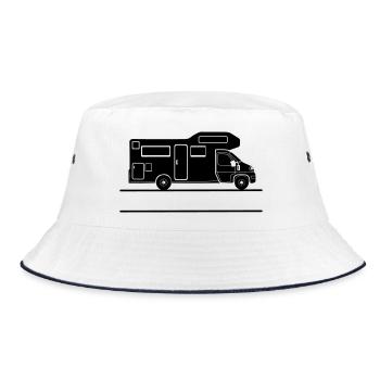 Camper silhouette with namespace - Bucket Hat - white/navy - Front