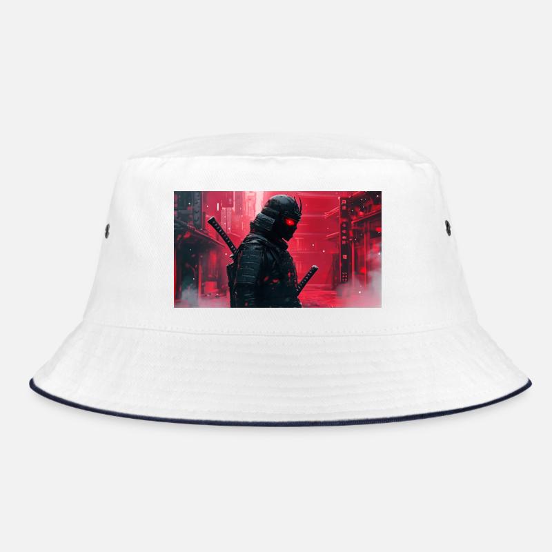 Schwarzer futuristischer Samurai Bucket Hat
