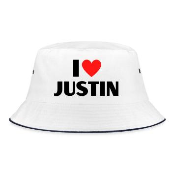 J'aime Justin Red Heart Love Fan Gift - Bob - blanc/marine - Devant
