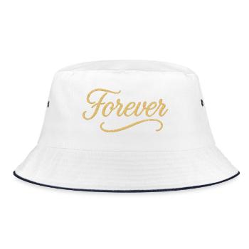 Elegant Gold Script Forever Design - Bucket Hat - white/navy - Front