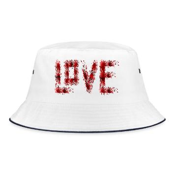 Blood Splatter Grunge Liebe Typografie - Bucket Hat - Weiß/Navy - Vorne