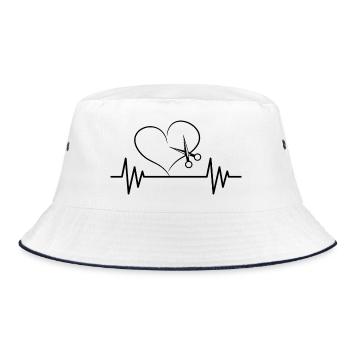 scissors heartbeat haircut hairstyle gift idea hair - Bucket Hat - white/navy - Front