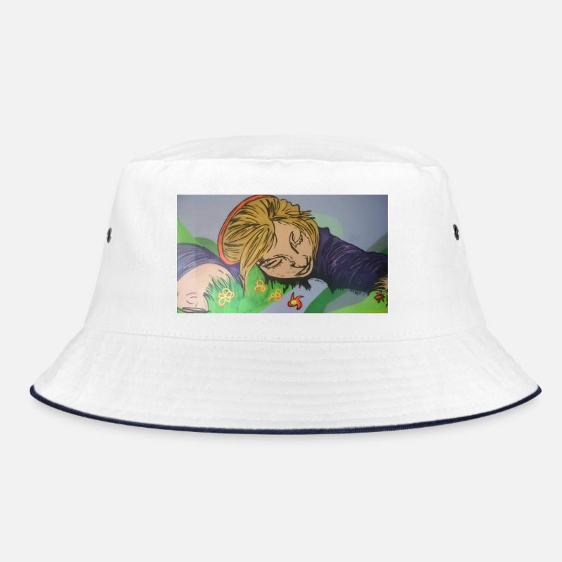Träumendes Mädchen - Bucket Hat - Weiß/Navy