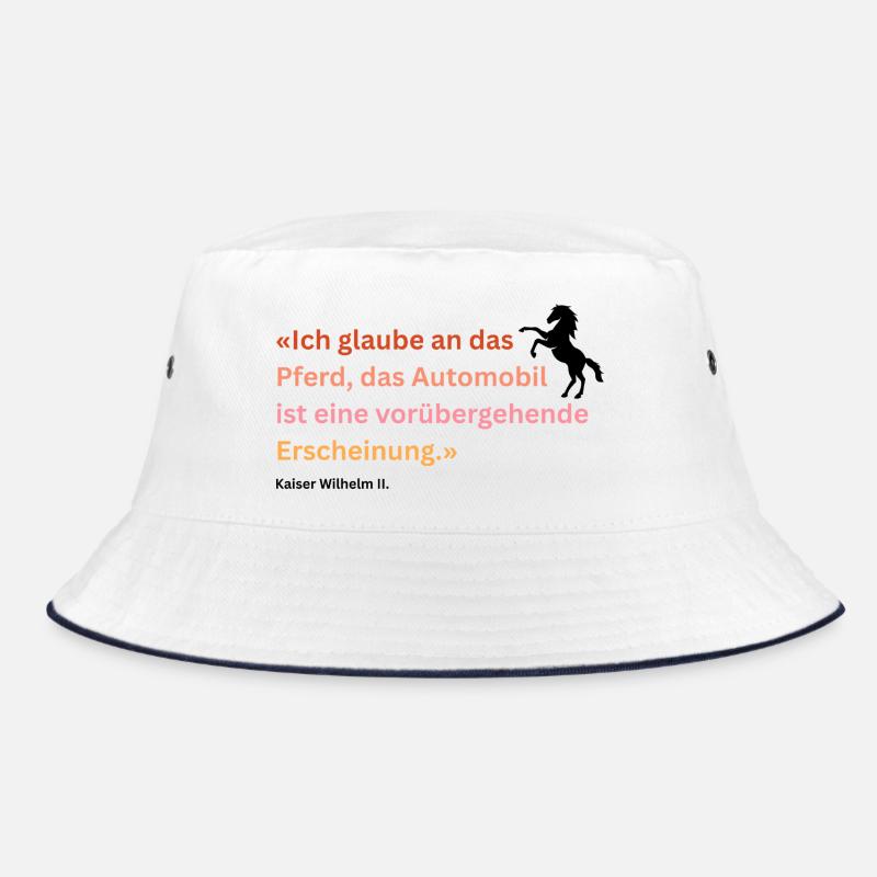 "Ich glaube an das Pferd" - Bucket Hat - Weiß/Navy