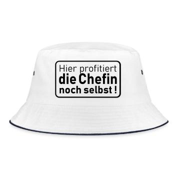 die Chefin noch selbst - Bucket Hat - Weiß/Navy - Vorne