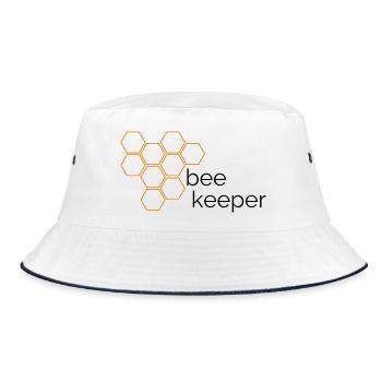 Imker-Design mit Wabe - Bucket Hat - Weiß/Navy - Vorne