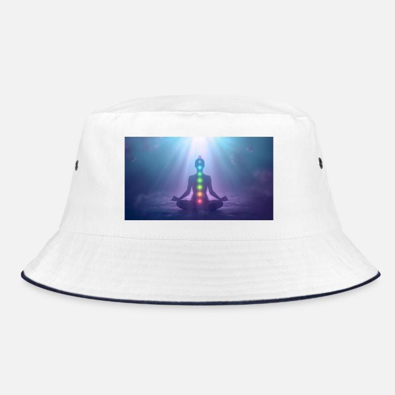 Chakra Meditation Light Rays Yoga - Bucket Hat - white/navy