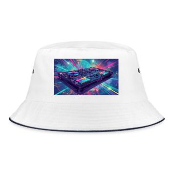 Ich liebe Musik - Bucket Hat - Weiß/Navy - Vorne
