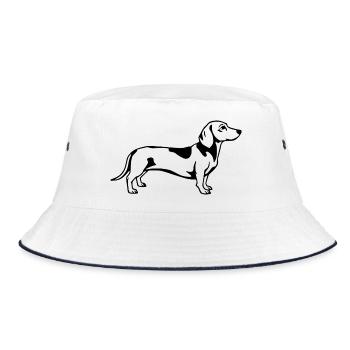 Dachshund schwarz - Bucket Hat - Weiß/Navy - Vorne