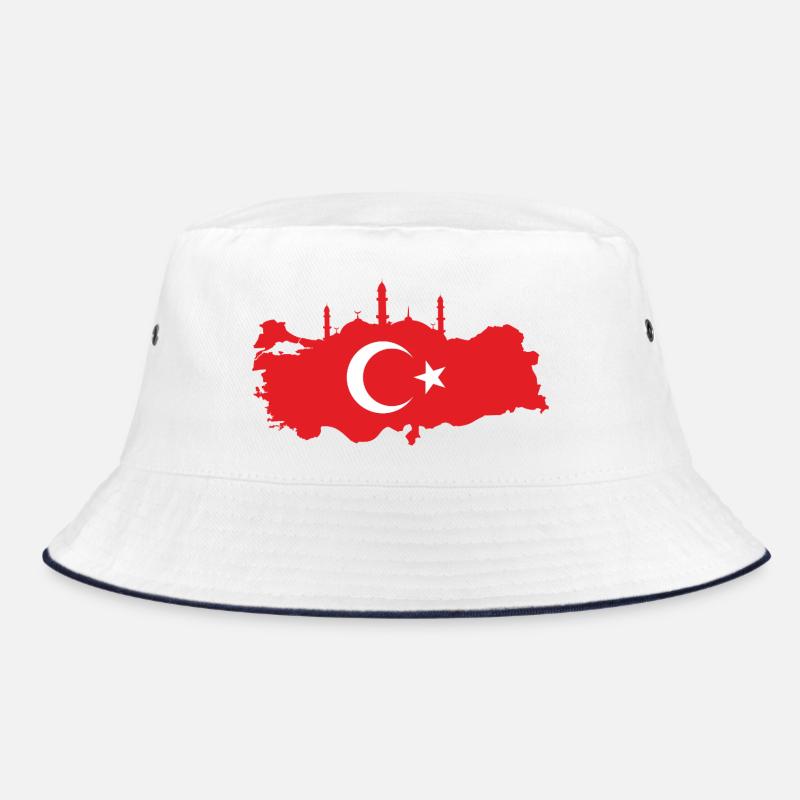 Turkish map with mosque silhouette - Bucket Hat - white/navy