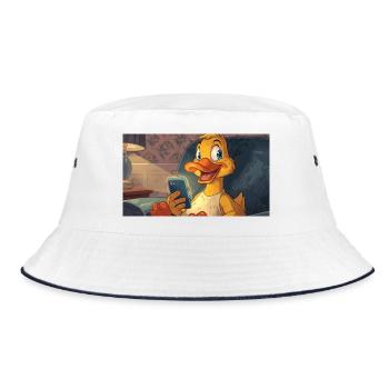 Duck on the smartphone - Bucket Hat - white/navy - Front