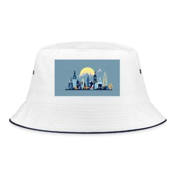 Sonnenstadt Skyline Illustration - Bucket Hat - Weiß/Navy - Vorne