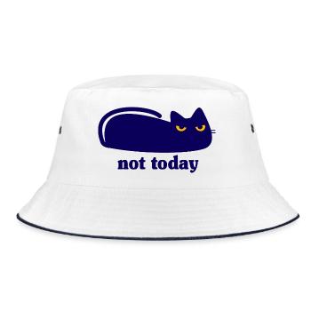Katze Not Today Faulpelz Spruch - Bucket Hat - Weiß/Navy - Vorne
