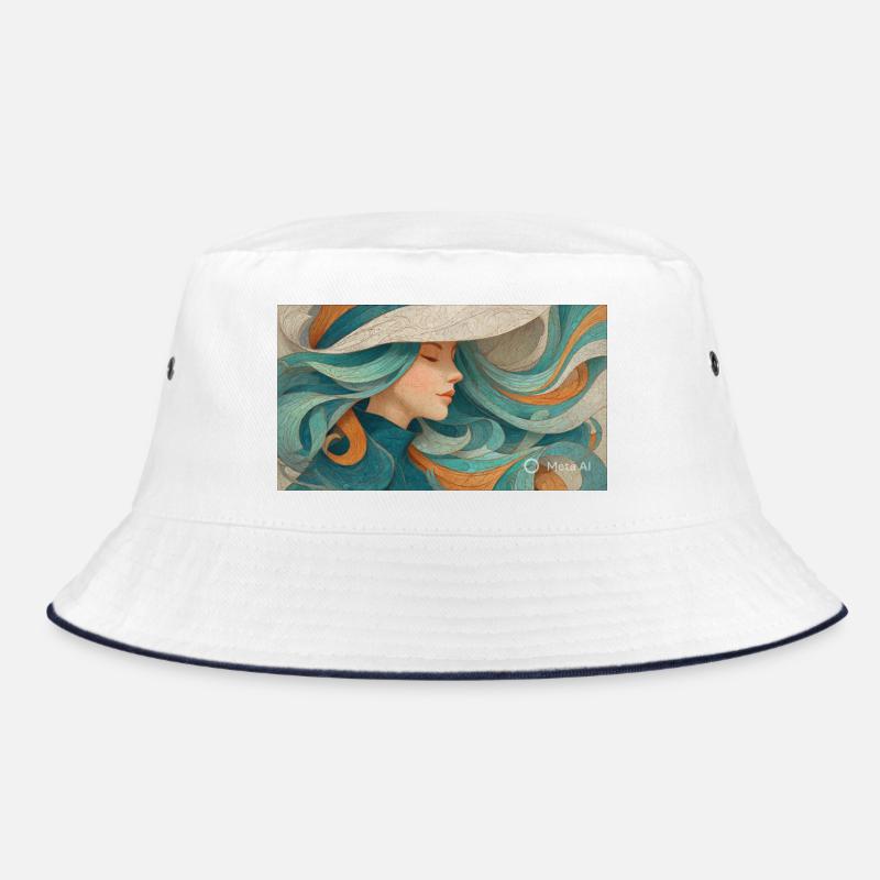 Fließendes Farbporträt Turquoise Bucket Hat
