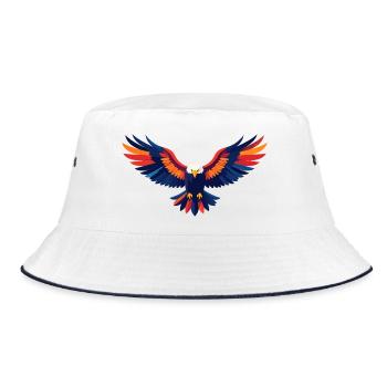 Colorful Eagle Flight Eagle Outstretched Wings Motif - Bucket Hat - white/navy - Front