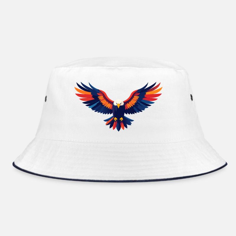 Colorful Eagle Flight Eagle Outstretched Wings Motif Bucket Hat