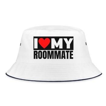 I Love My Roommate Bold Heart Graphic - Bucket Hat - white/navy - Front