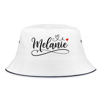 Melanie Last name First name with heart - Bucket Hat - white/navy - Front