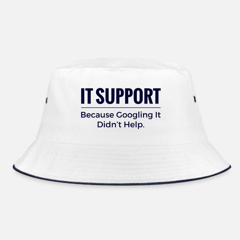 IT-Support-Shirt – Weil das Googeln nicht geholfen hat - Bucket Hat - Weiß/Navy