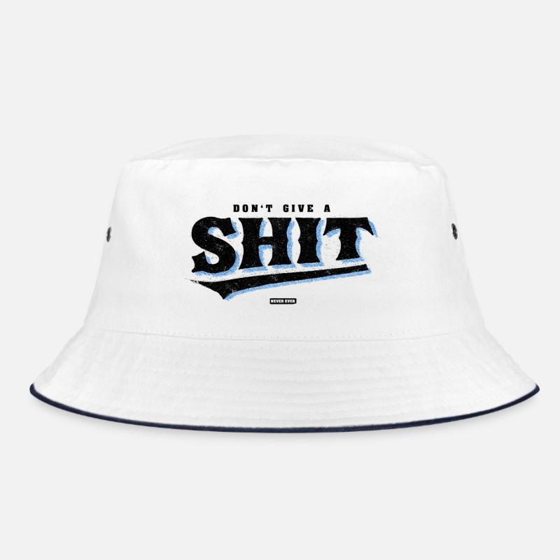 Blauer Pinsel-Schriftzug Never Ever Bucket Hat