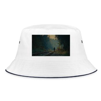 Epic scene near the railway tracks - Bucket Hat - white/navy - Front