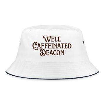 Diakon des religiösen Kaffeedienstes der Kirche - Bucket Hat - Weiß/Navy - Vorne