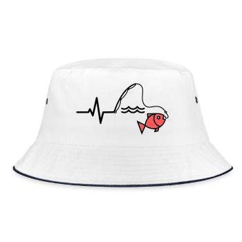 ECG Fishing Rod Fish Outline - Bucket Hat - white/navy - Front