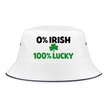 0 % Iren, 100 % Glück - Bucket Hat - Weiß/Navy - Vorne
