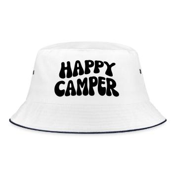 Happy Camper - Bucket Hat - Weiß/Navy - Vorne