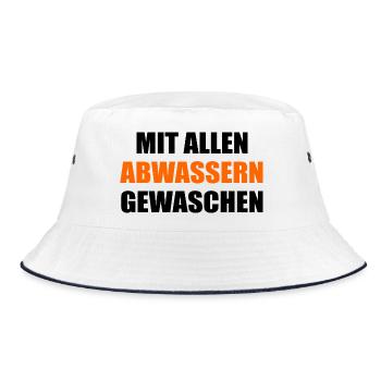 Ironisch Abwasser Wasser - Bucket Hat - Weiß/Navy - Vorne
